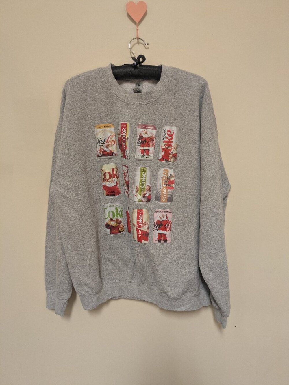 Unisex Diet Coke gray sweatshirt size XL holiday edition santa crewneck